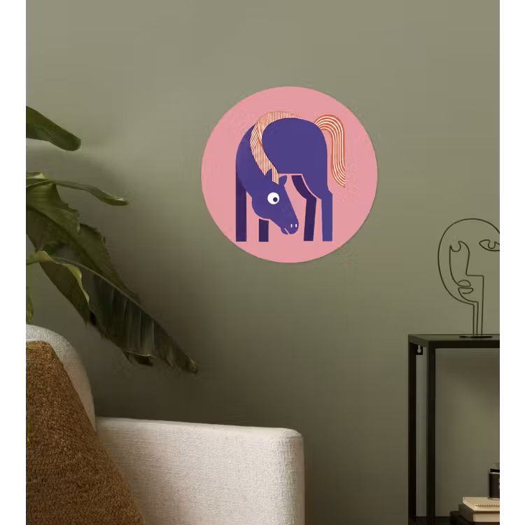 Runde Tapete - Pferd – Abstrakt – Tiere – Modern – Blau — 3