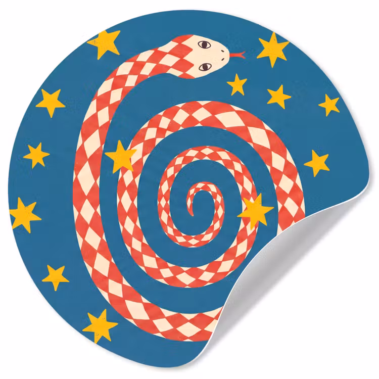 Runde Tapete - Schlange – Spirale – Tiere – Illustration – Rot — 1