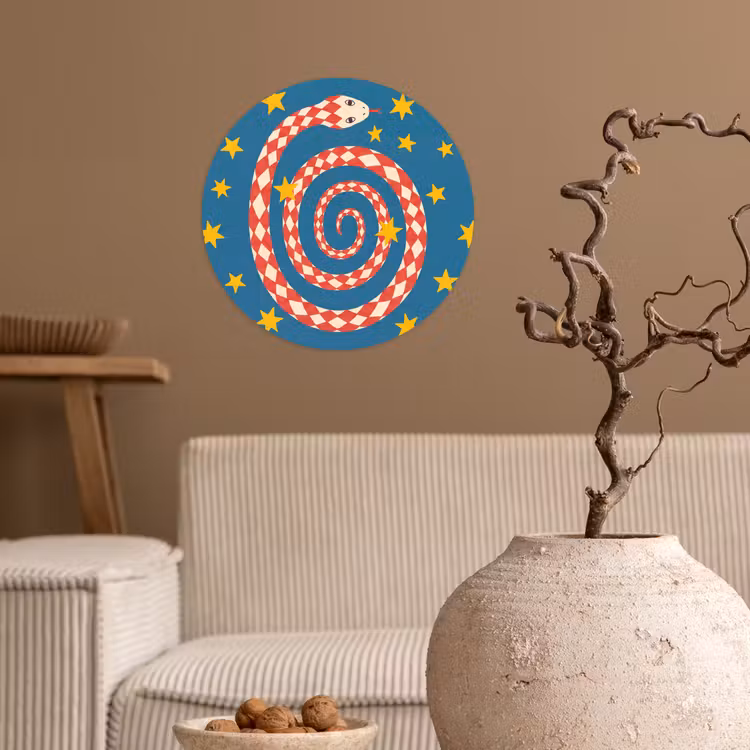Runde Tapete - Schlange – Spirale – Tiere – Illustration – Rot — 2