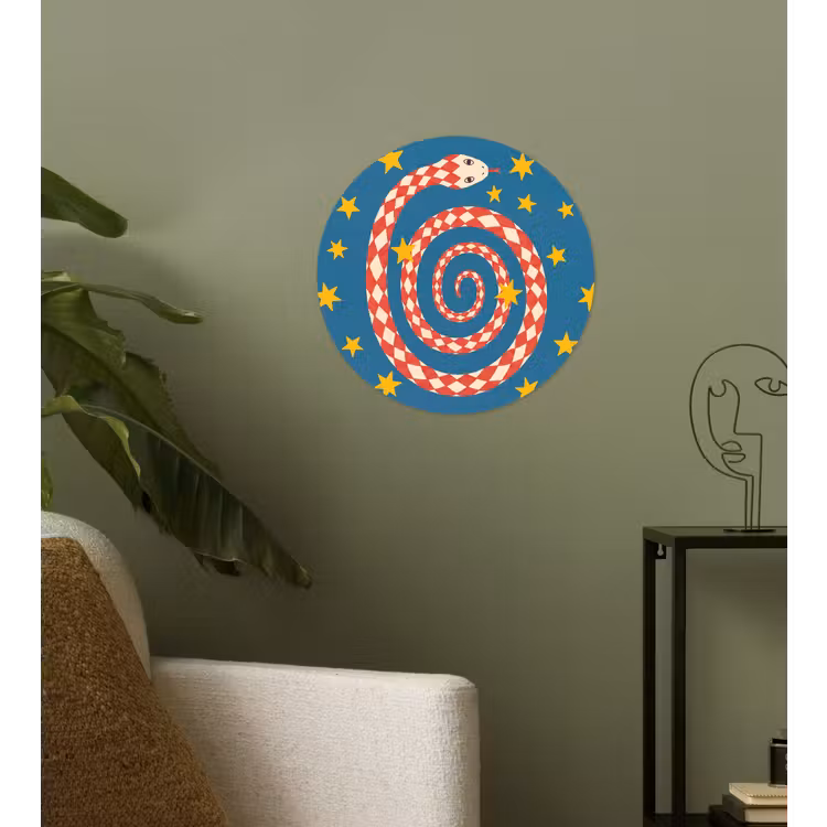 Runde Tapete - Schlange – Spirale – Tiere – Illustration – Rot — 3