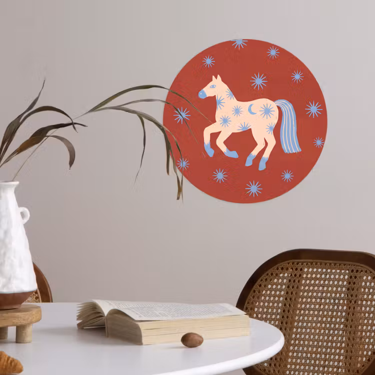 Runde Tapete - Tiere – Sterne – Mond – Abstrakt – Rot — 4