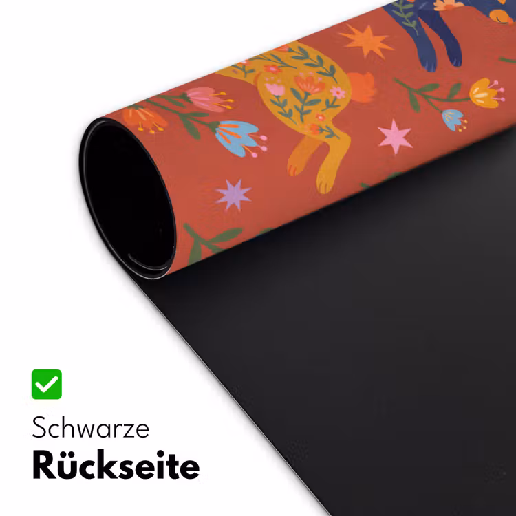 Schreibtischunterlage - Kaninchen – Blumen – Volkskunst – Farbenfroh – Tiere — 2