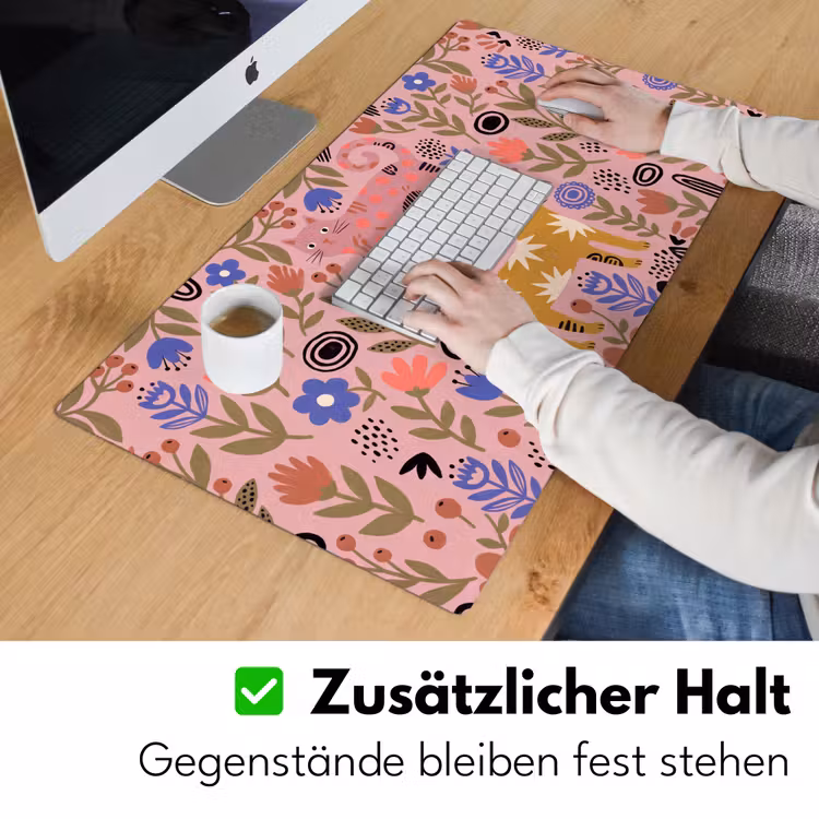 Schreibtischunterlage - Katze – Blumen – Tiere – Modern – Rosa — 3