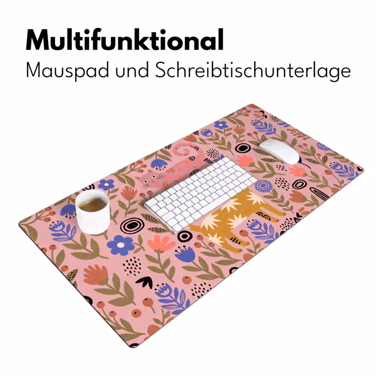 Schreibtischunterlage - Katze – Blumen – Tiere – Modern – Rosa — 4