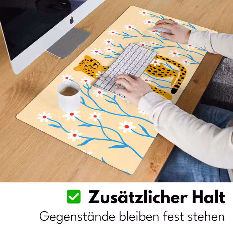 Schreibtischunterlage - Tiere – Gepard – Blumen – Modern – Gelb — 3