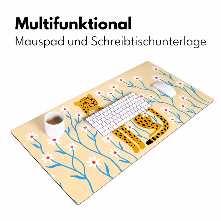 Schreibtischunterlage - Tiere – Gepard – Blumen – Modern – Gelb — 4