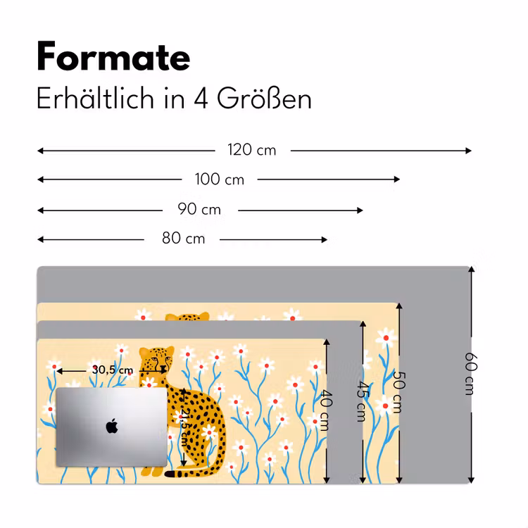 Schreibtischunterlage - Tiere – Gepard – Blumen – Modern – Gelb — 5