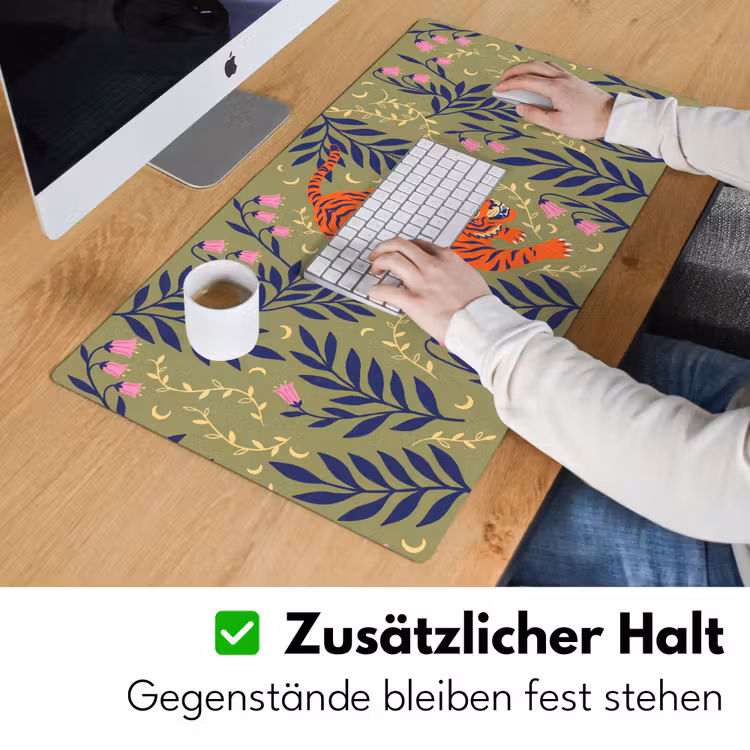 Schreibtischunterlage - Tiger – Blätter – Tiere – Illustration – Orange — 3