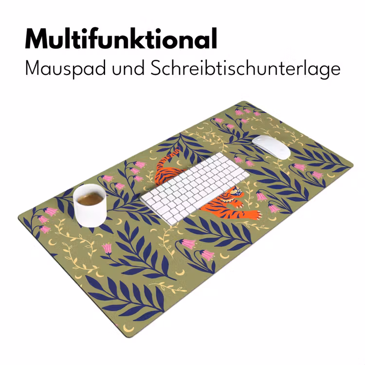 Schreibtischunterlage - Tiger – Blätter – Tiere – Illustration – Orange — 4