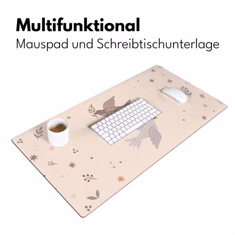 Schreibtischunterlage - Vogel – Beeren – Natur – Modern – Beige — 4