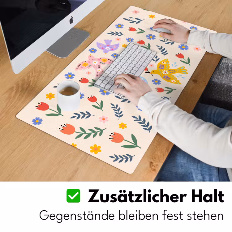 Schreibtischunterlage - Vögel – Blumen – Folk – Bunt – Tiere — 3