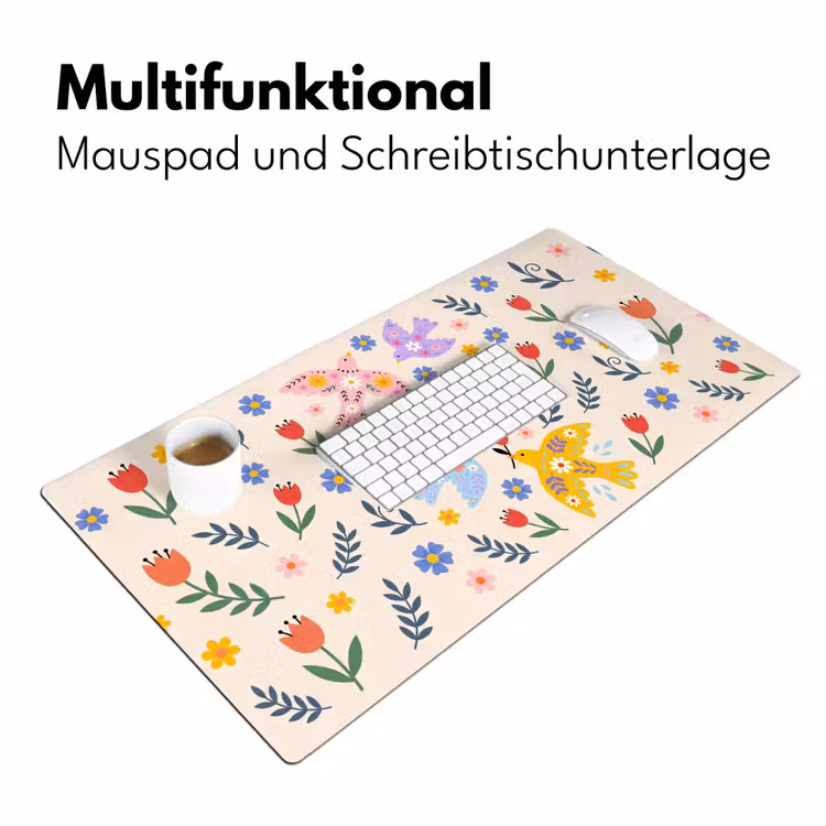 Schreibtischunterlage - Vögel – Blumen – Folk – Bunt – Tiere — 4