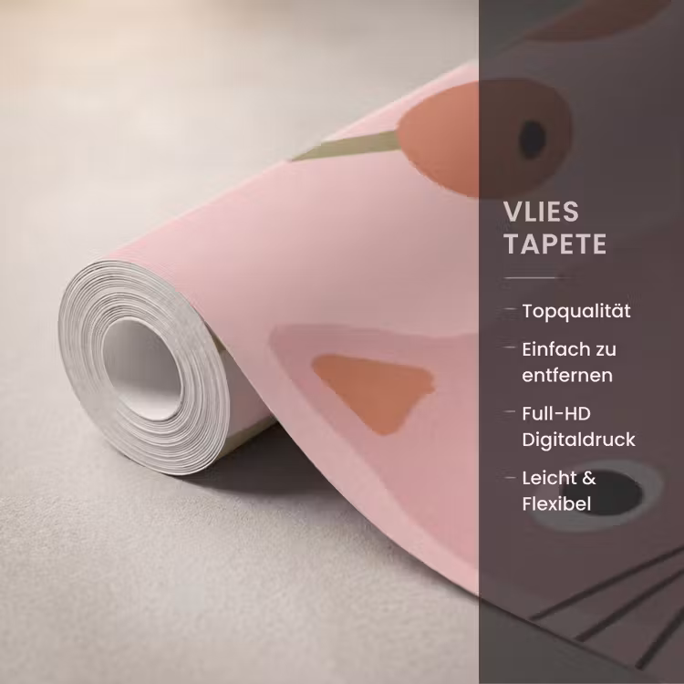 Tapete - Katze – Blumen – Tiere – Modern – Rosa — 3
