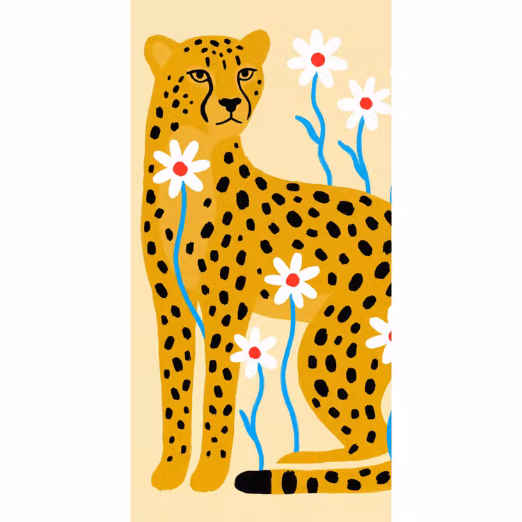 Tapete - Tiere – Gepard – Blumen – Modern – Gelb — 2