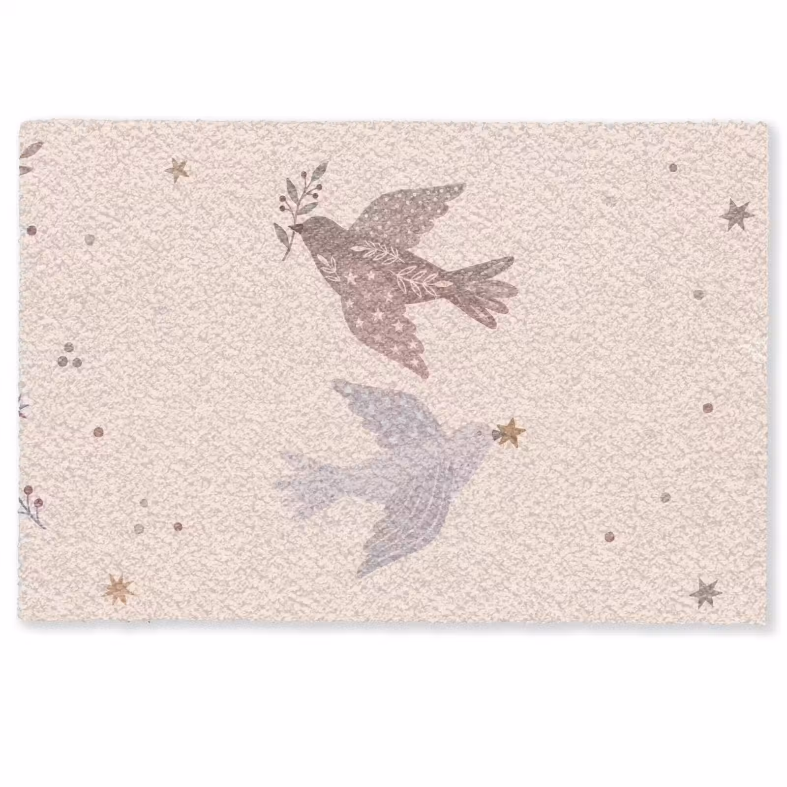 Fußmatte - Vogel – Beeren – Natur – Modern – Beige — 1