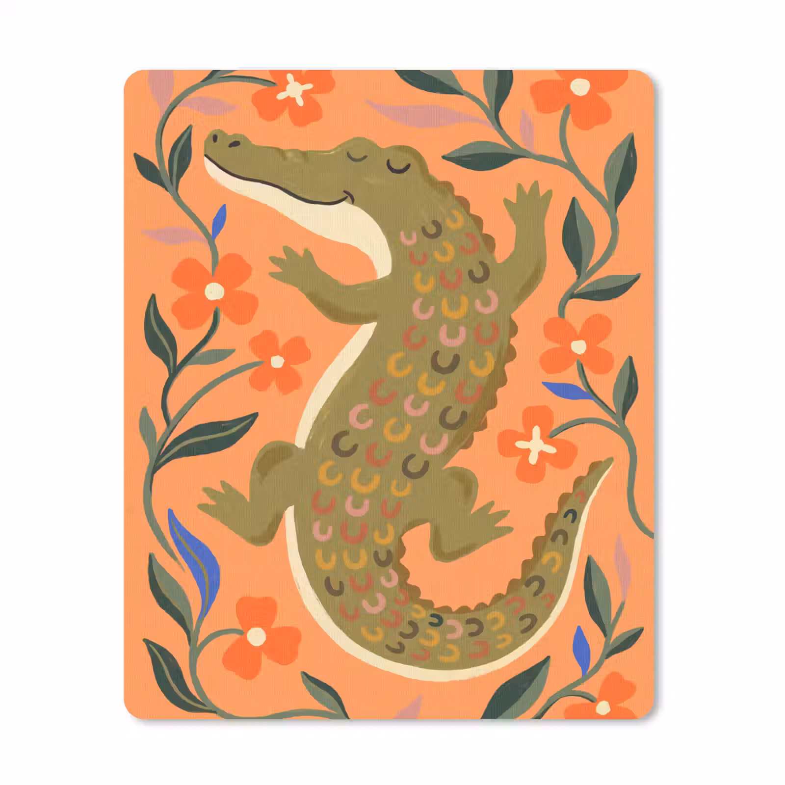 Mauspad - Tiere – Blumen – Orange – Illustration – Natur — 1