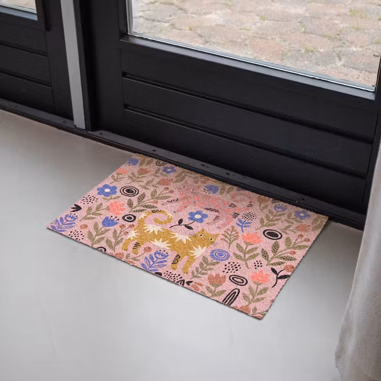 Fußmatte - Katze – Blumen – Tiere – Modern – Rosa — 2