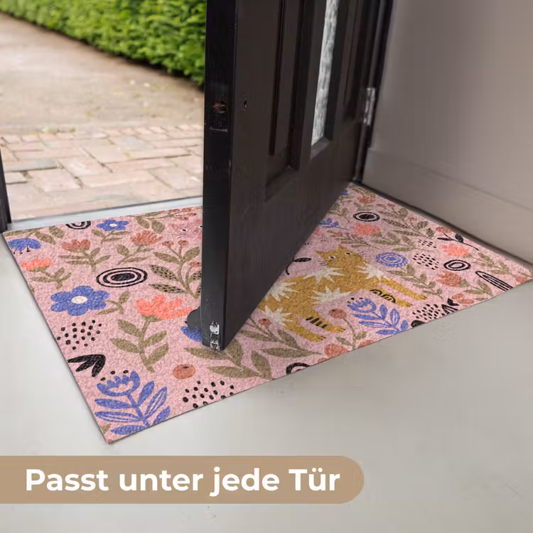 Fußmatte - Katze – Blumen – Tiere – Modern – Rosa — 7