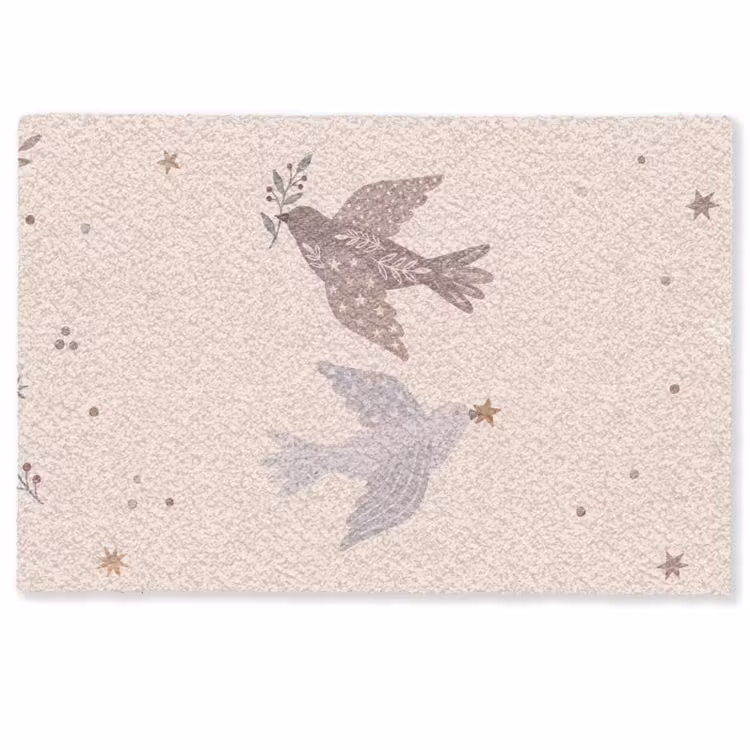 Fußmatte - Vogel – Beeren – Natur – Modern – Beige — 1