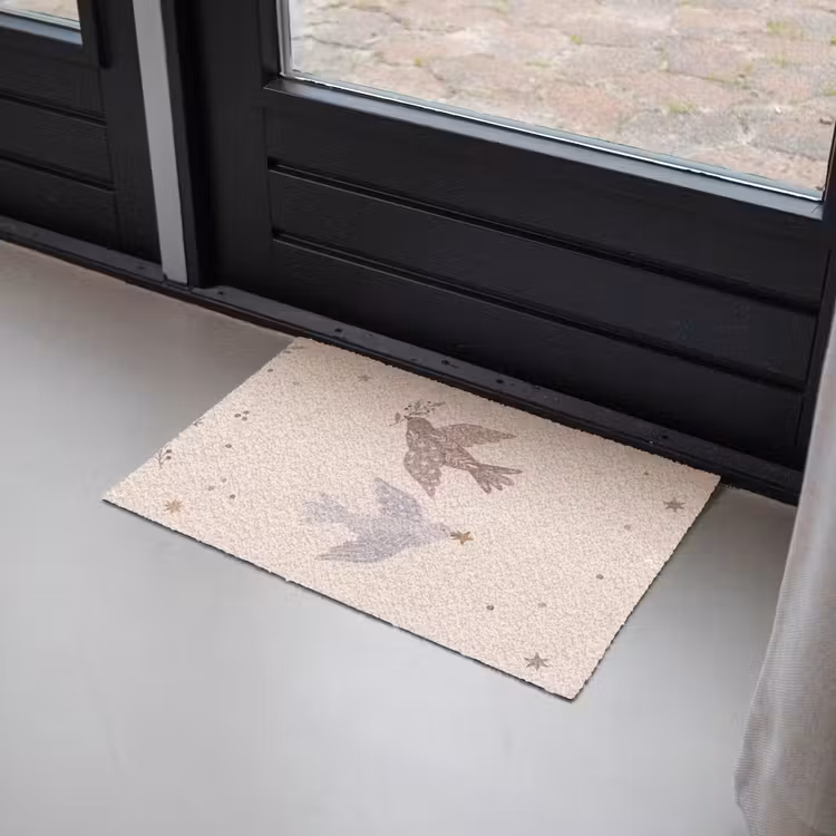 Fußmatte - Vogel – Beeren – Natur – Modern – Beige — 2
