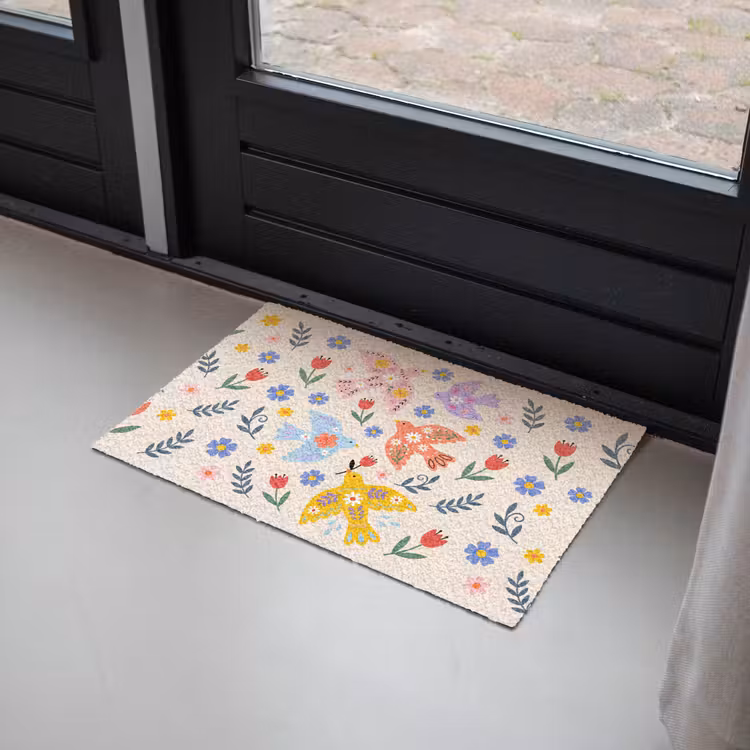 Fußmatte - Vögel – Blumen – Folk – Bunt – Tiere — 2