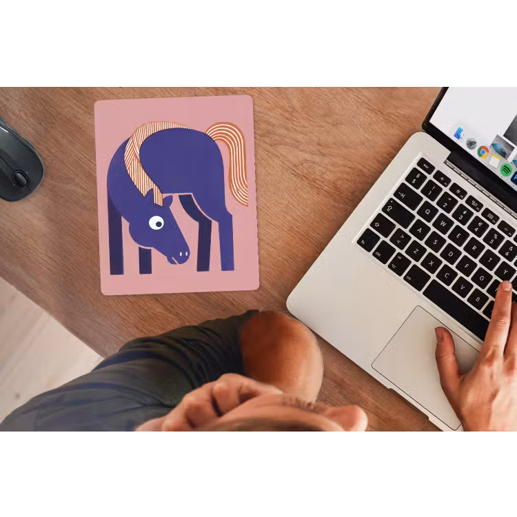 Mauspad - Pferd – Abstrakt – Tiere – Modern – Blau — 2