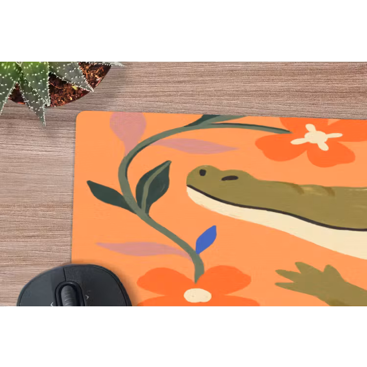 Mauspad - Tiere – Blumen – Orange – Illustration – Natur — 5