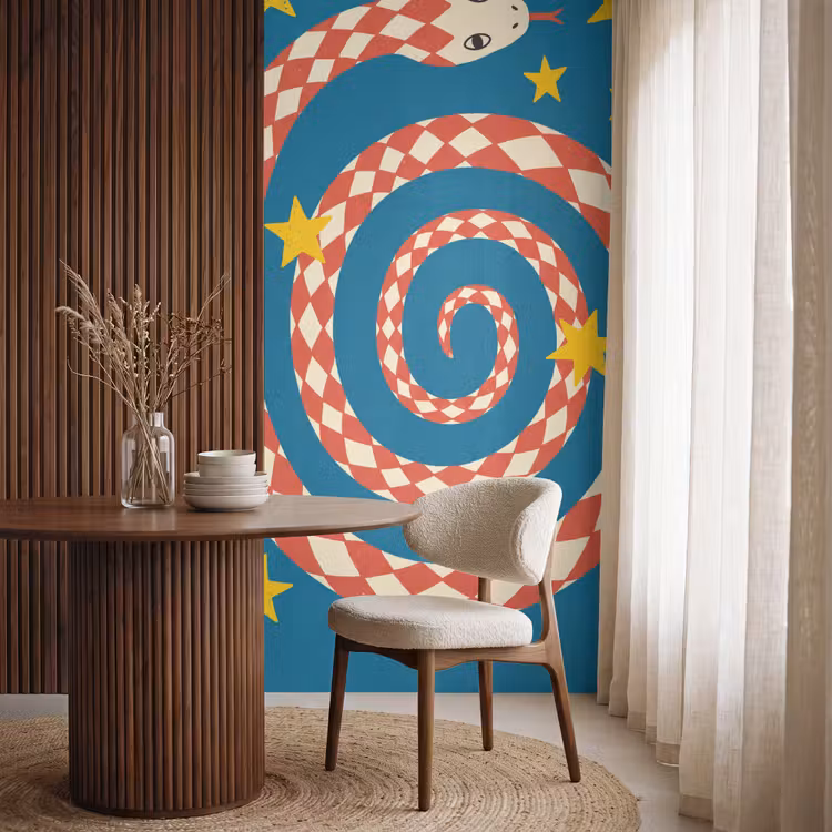 Tapete - Schlange – Spirale – Tiere – Illustration – Rot — 4