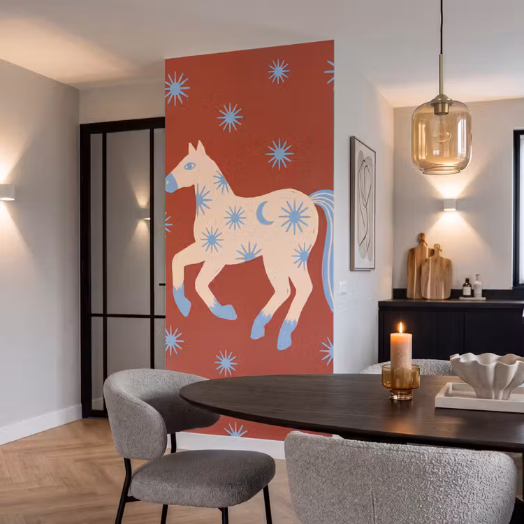 Tapete - Tiere – Sterne – Mond – Abstrakt – Rot — 5