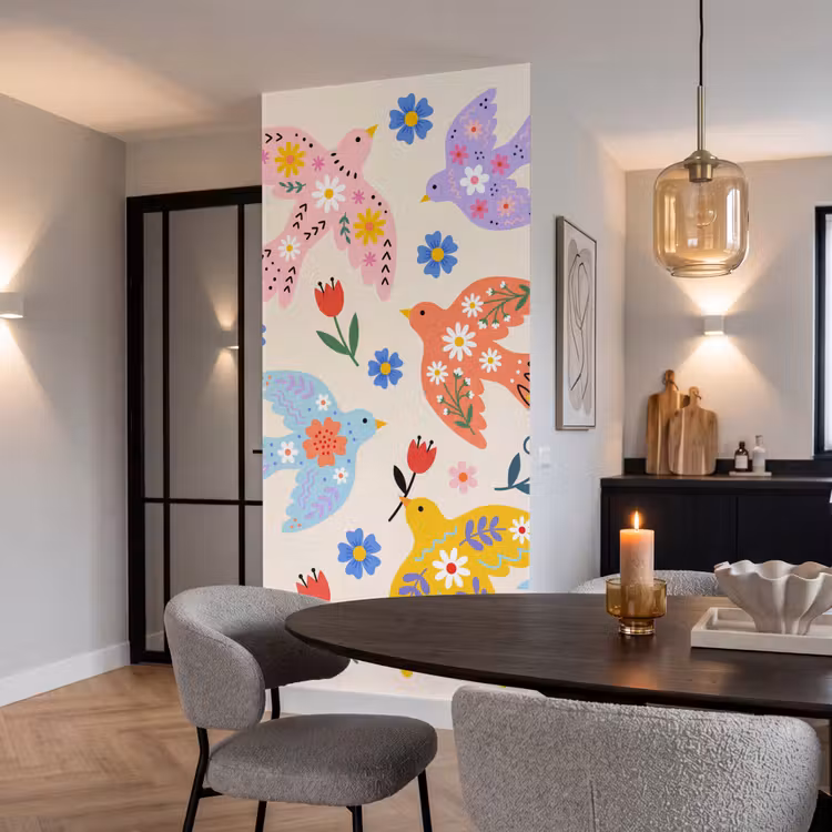 Tapete - Vögel – Blumen – Folk – Bunt – Tiere — 5
