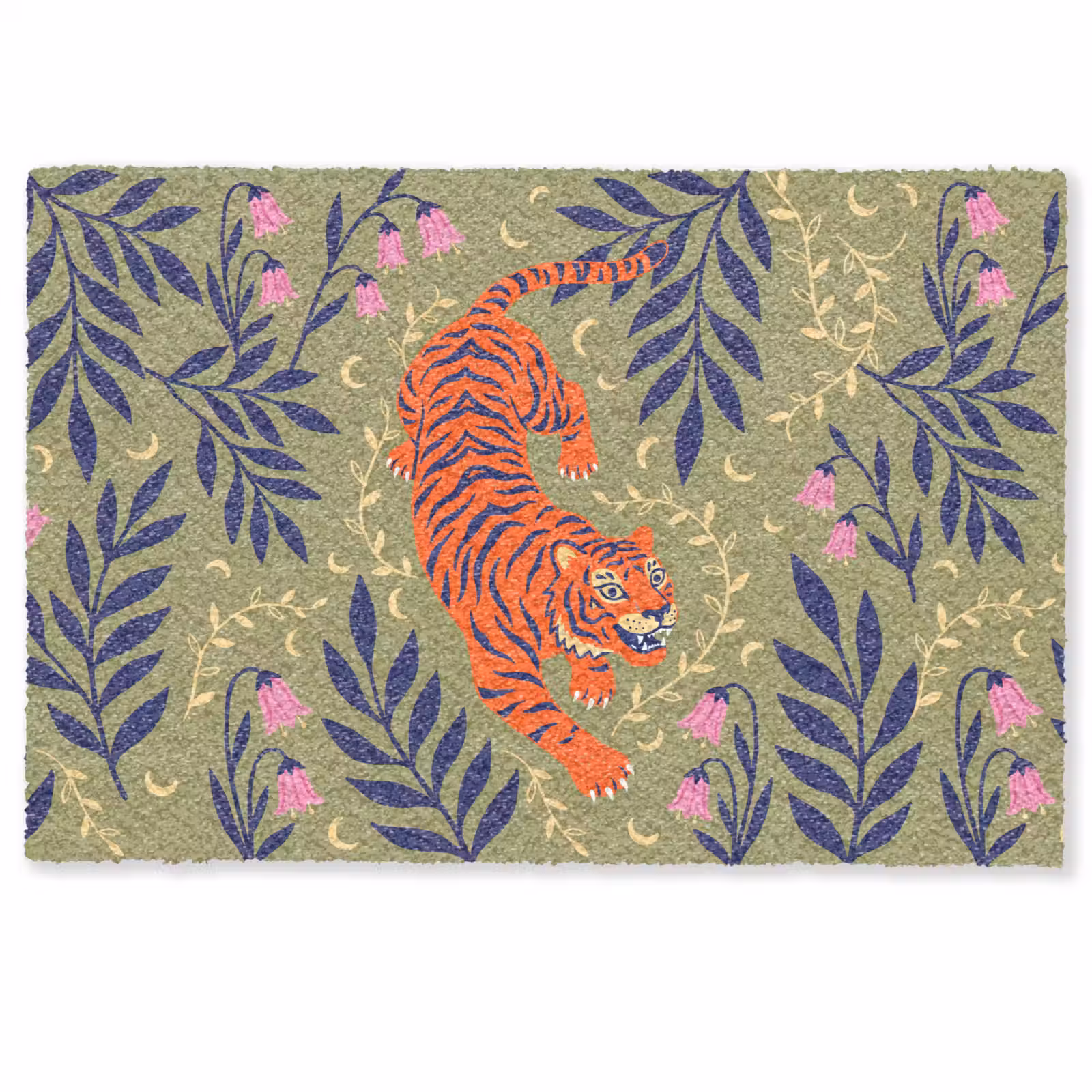 Fußmatte - Tiger – Blätter – Tiere – Illustration – Orange — 1