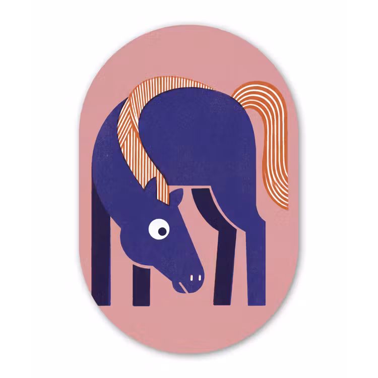 Forexbild Oval - Pferd – Abstrakt – Tiere – Modern – Blau — 1