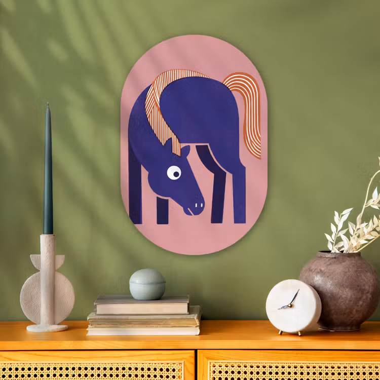 Forexbild Oval - Pferd – Abstrakt – Tiere – Modern – Blau — 3