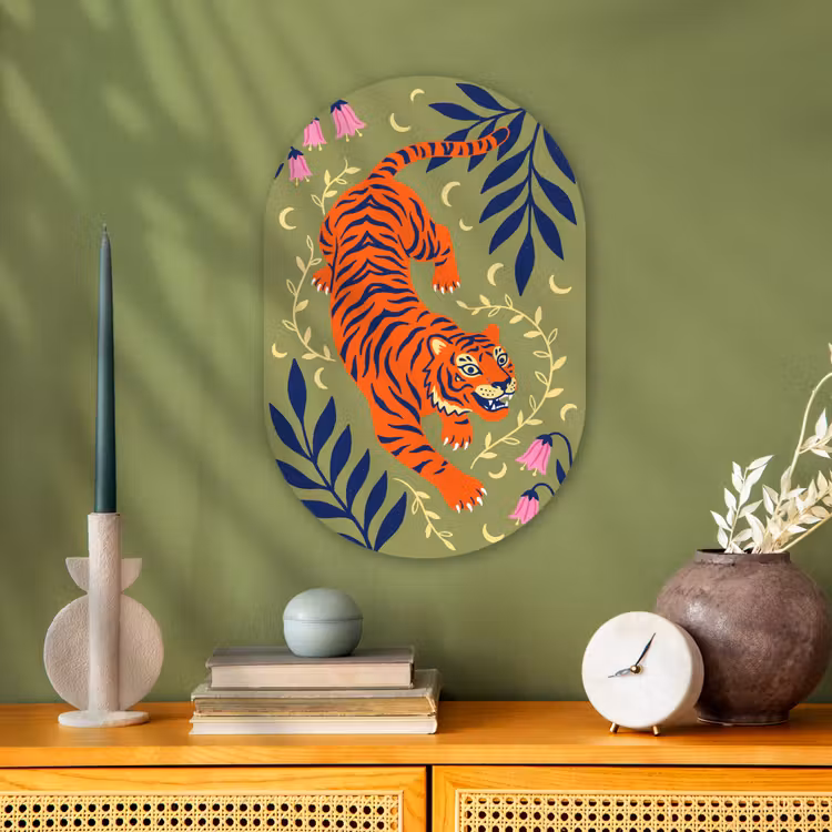 Forexbild Oval - Tiger – Blätter – Tiere – Illustration – Orange — 3