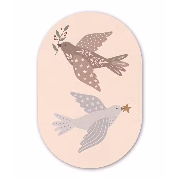 Forexbild Oval - Vogel – Beeren – Natur – Modern – Beige — 1