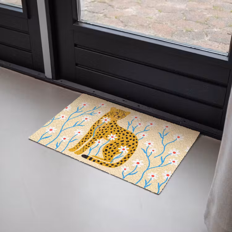 Fußmatte - Tiere – Gepard – Blumen – Modern – Gelb — 2