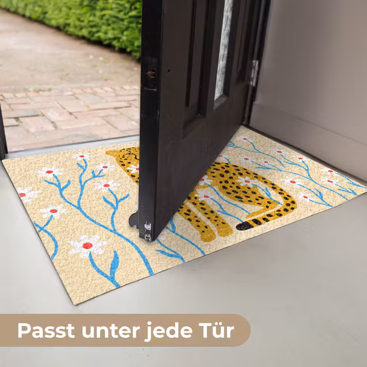Fußmatte - Tiere – Gepard – Blumen – Modern – Gelb — 7