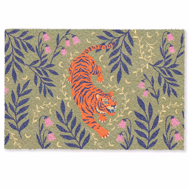 Fußmatte - Tiger – Blätter – Tiere – Illustration – Orange — 1