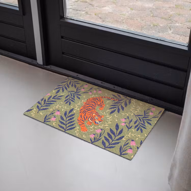 Fußmatte - Tiger – Blätter – Tiere – Illustration – Orange — 2