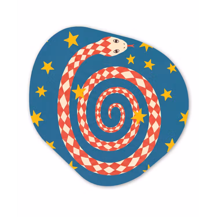 Glasbild Organische Form - Schlange – Spirale – Tiere – Illustration – Rot — 1