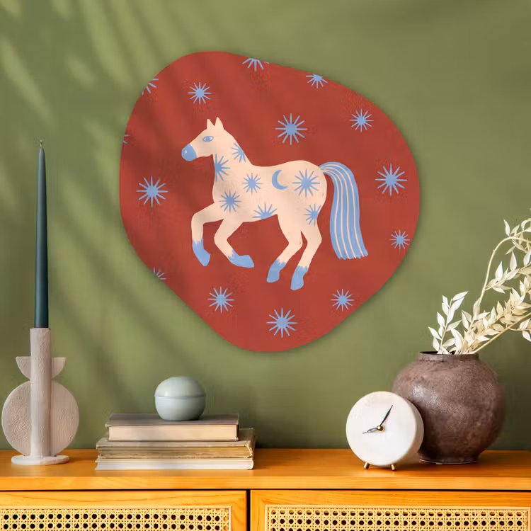 Glasbild Organische Form - Tiere – Sterne – Mond – Abstrakt – Rot — 2