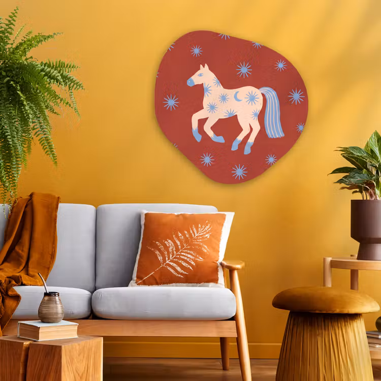 Glasbild Organische Form - Tiere – Sterne – Mond – Abstrakt – Rot — 3