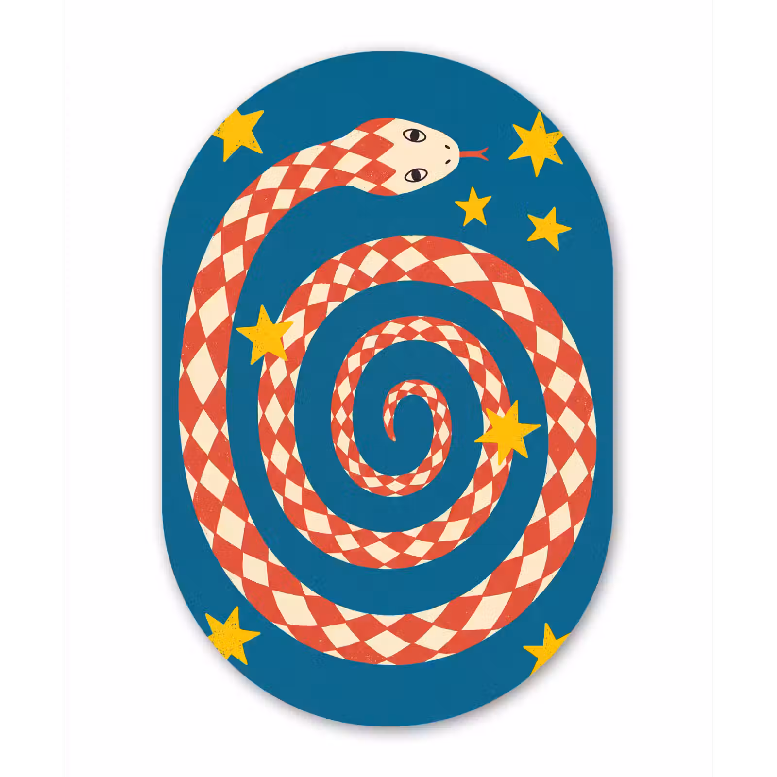 Glasbild Oval - Schlange – Spirale – Tiere – Illustration – Rot — 1
