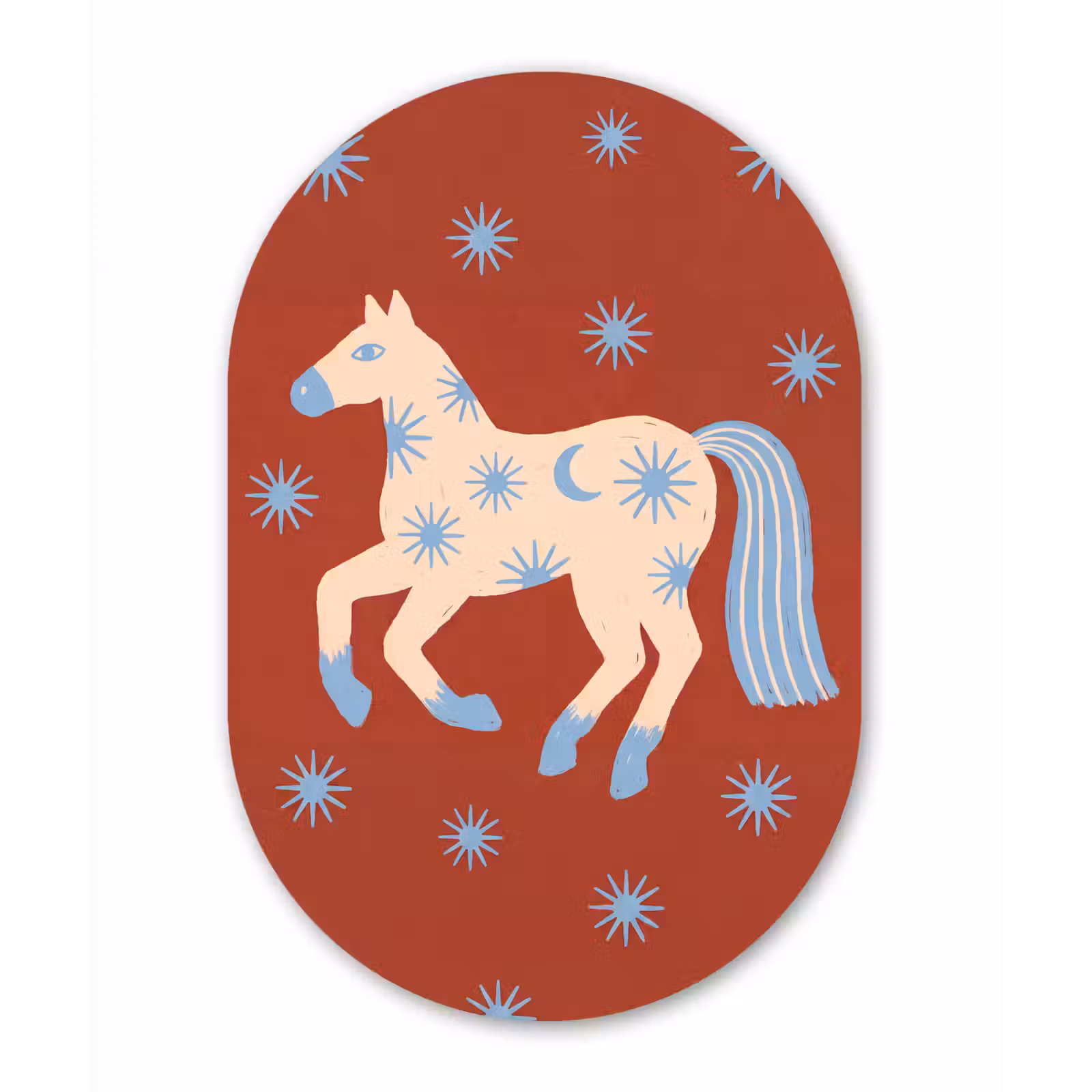 Glasbild Oval - Tiere – Sterne – Mond – Abstrakt – Rot — 1