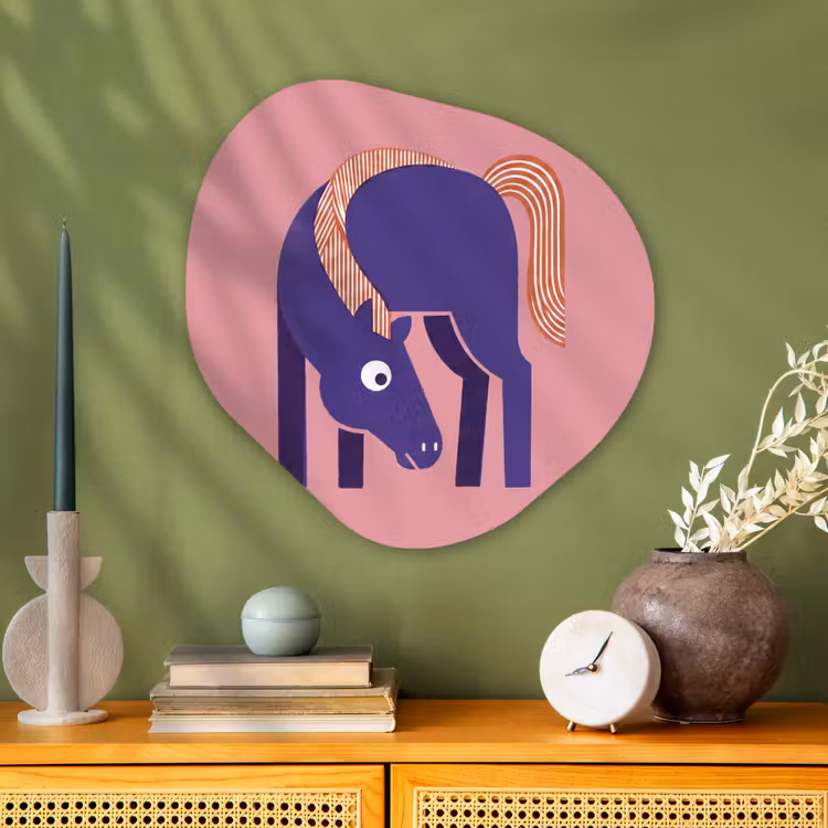 Glasbild Organische Form - Pferd – Abstrakt – Tiere – Modern – Blau — 2