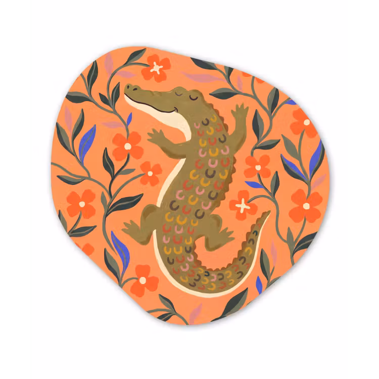 Glasbild Organische Form - Tiere – Blumen – Orange – Illustration – Natur — 1