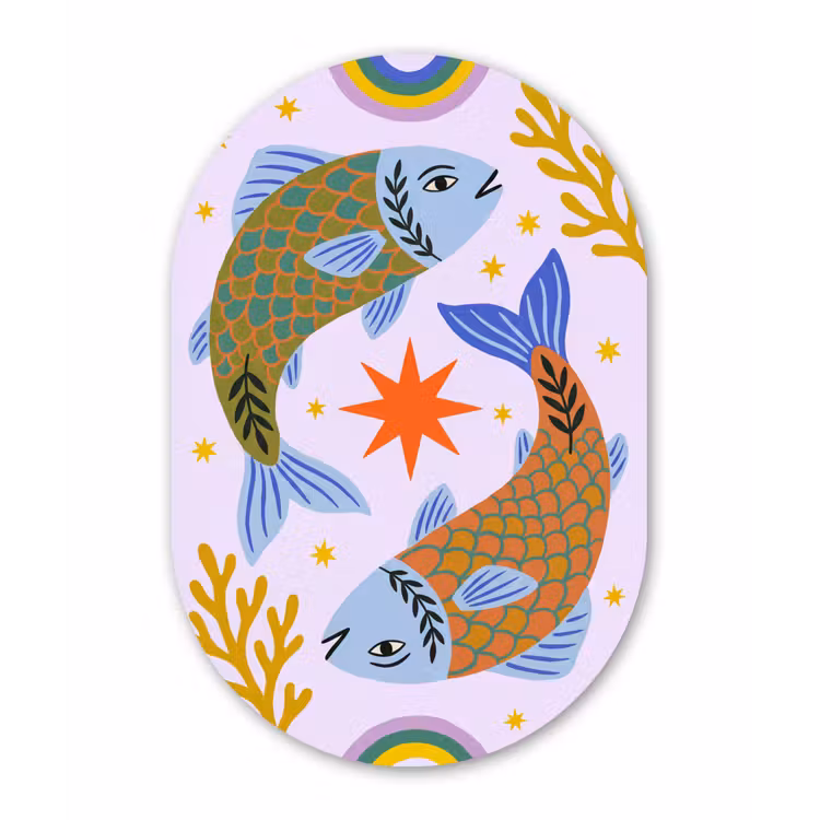 Glasbild Oval - Fisch – Unterwasser – Tiere – Abstrakt – Farbenfroh — 1