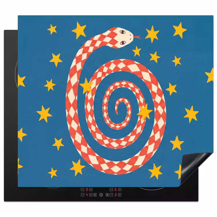 Herdabdeckplatte - Schlange – Spirale – Tiere – Illustration – Rot — 1