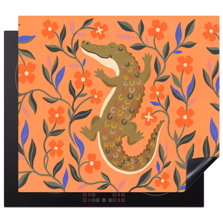 Herdabdeckplatte - Tiere – Blumen – Orange – Illustration – Natur — 1