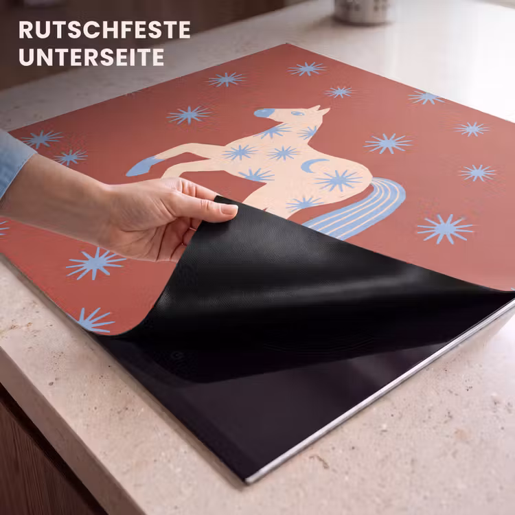 Herdabdeckplatte - Tiere – Sterne – Mond – Abstrakt – Rot — 9